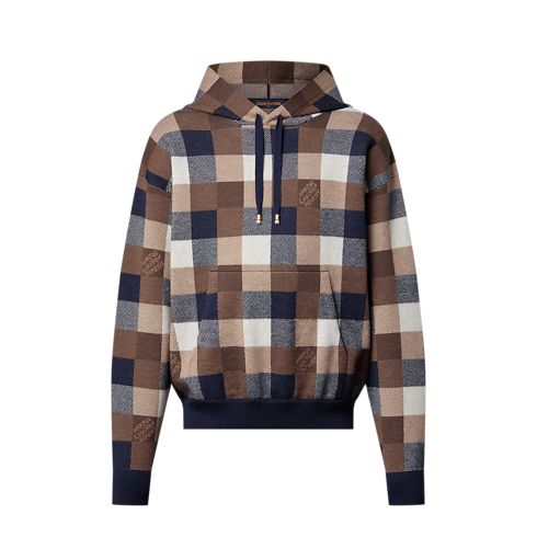 Discontinued Product Obs 12 Moletom com Capuz em Mescla de Cashmere e Lã em Xadrez Damier | Louis Vuitton ® (Zoom no Produto)