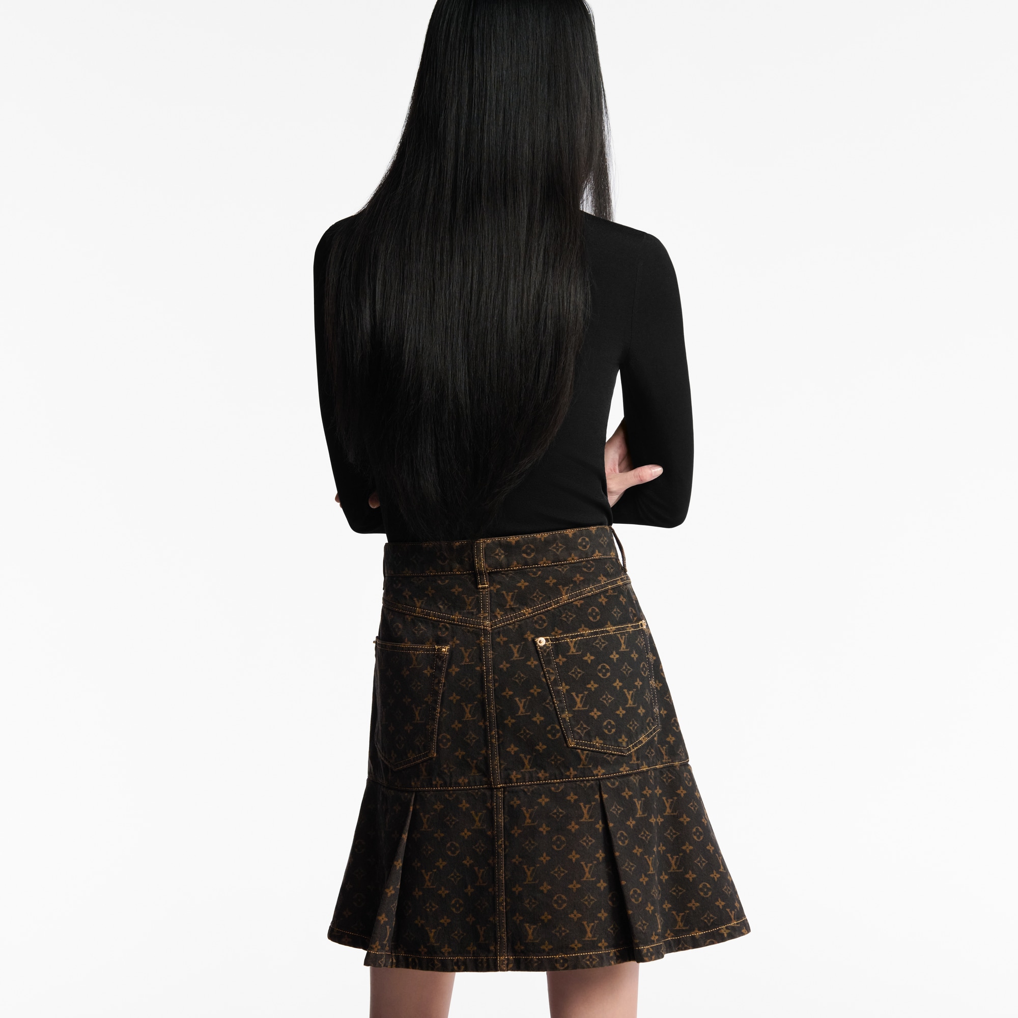  Ready-to-Wear Saias e Shorts Monogram Denim Pleat Skirt | Louis Vuitton ® (Zoom no Produto)