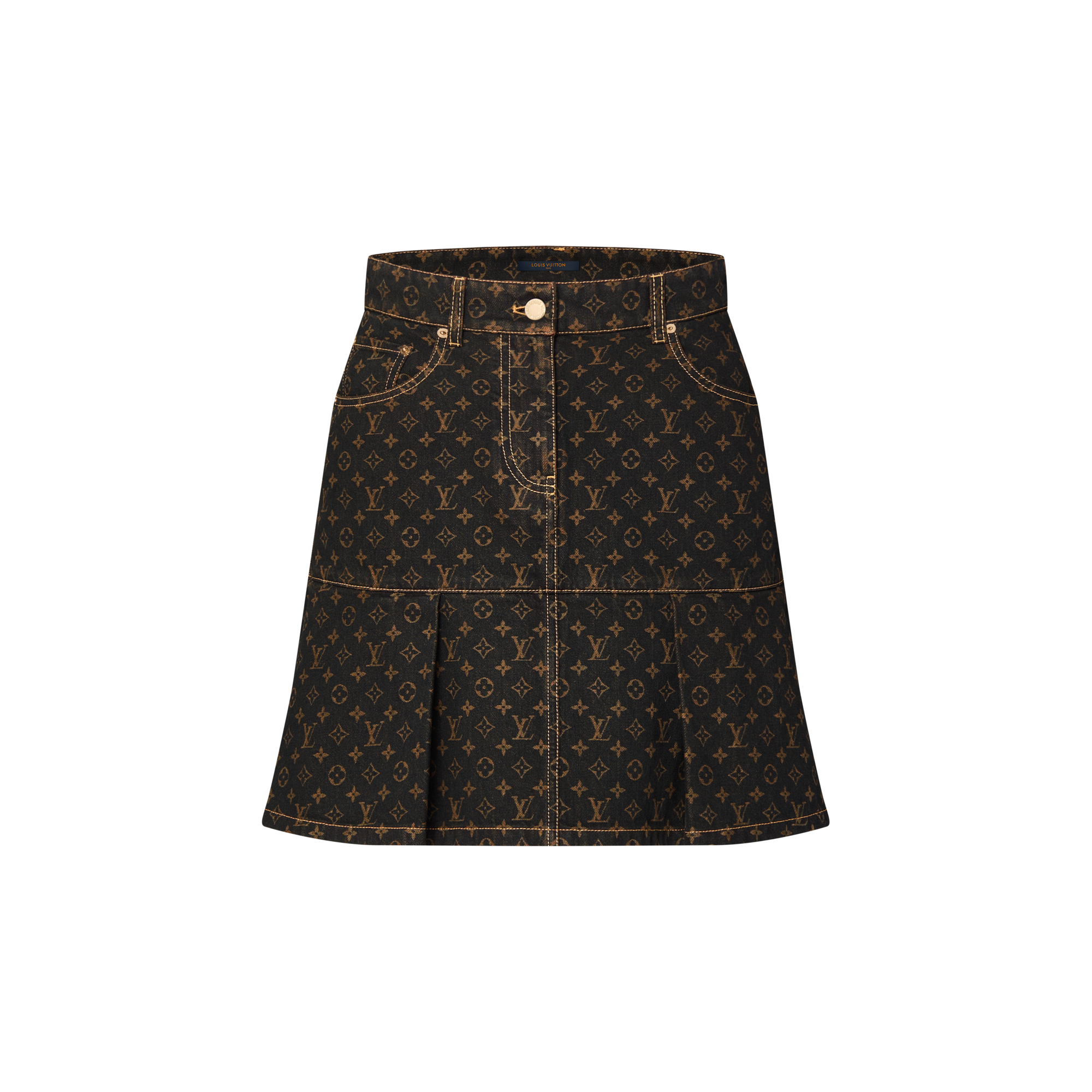 Ready-to-Wear Saias e Shorts Monogram Denim Pleat Skirt | Louis Vuitton ® (Zoom no Produto)