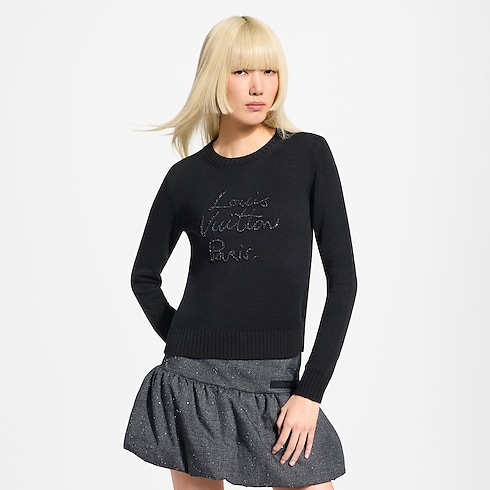 Pulôver de Cashmere com Assinatura Brilhante – Vista Cortada