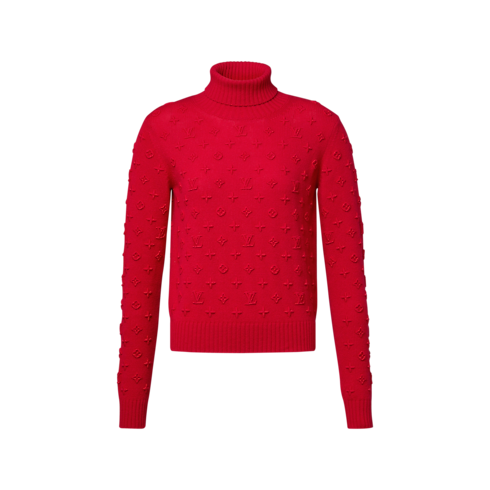 Pulôver de Gola Rolê Monogram 3D – Vista Frontal