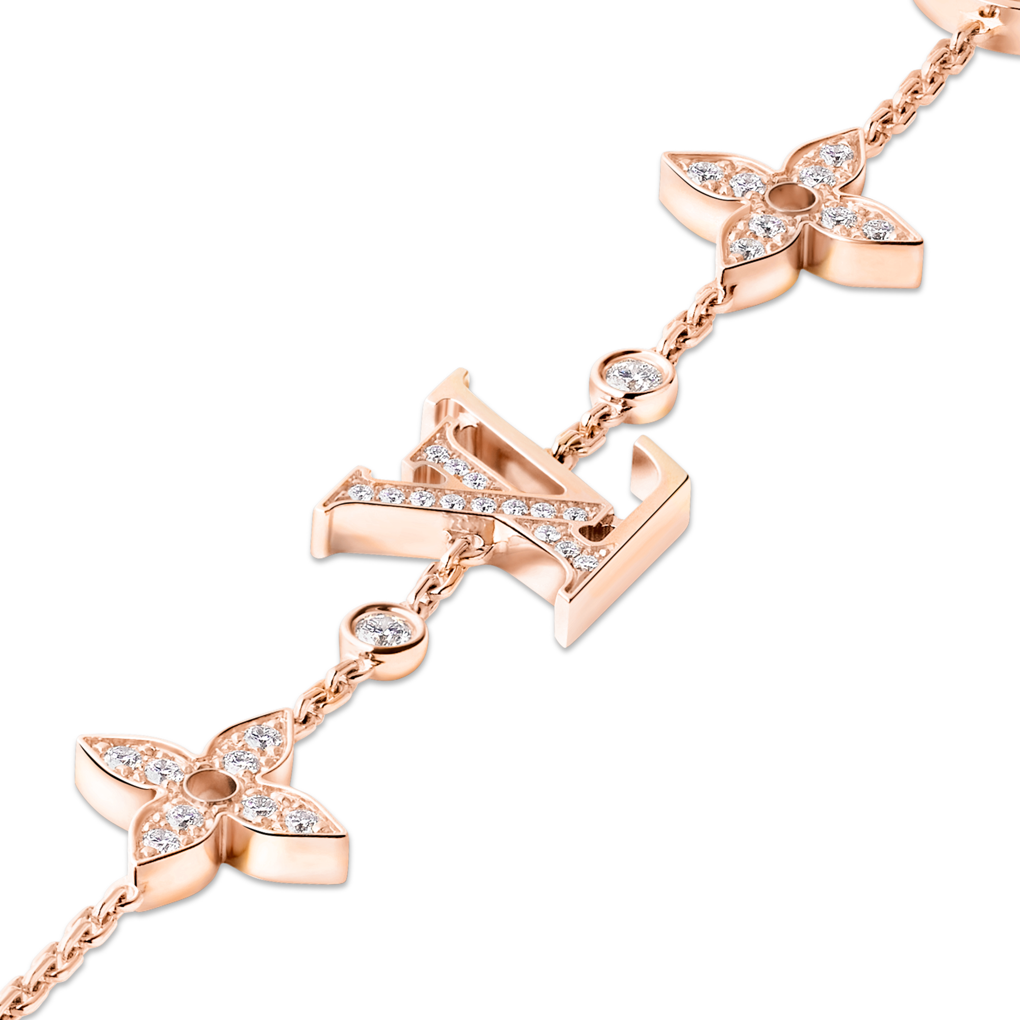  Categorias Pulseiras Pulseira Idylle Blossom com Pingentes em Ouro Rosa e Diamantes | Louis Vuitton ® (Zoom no Produto)