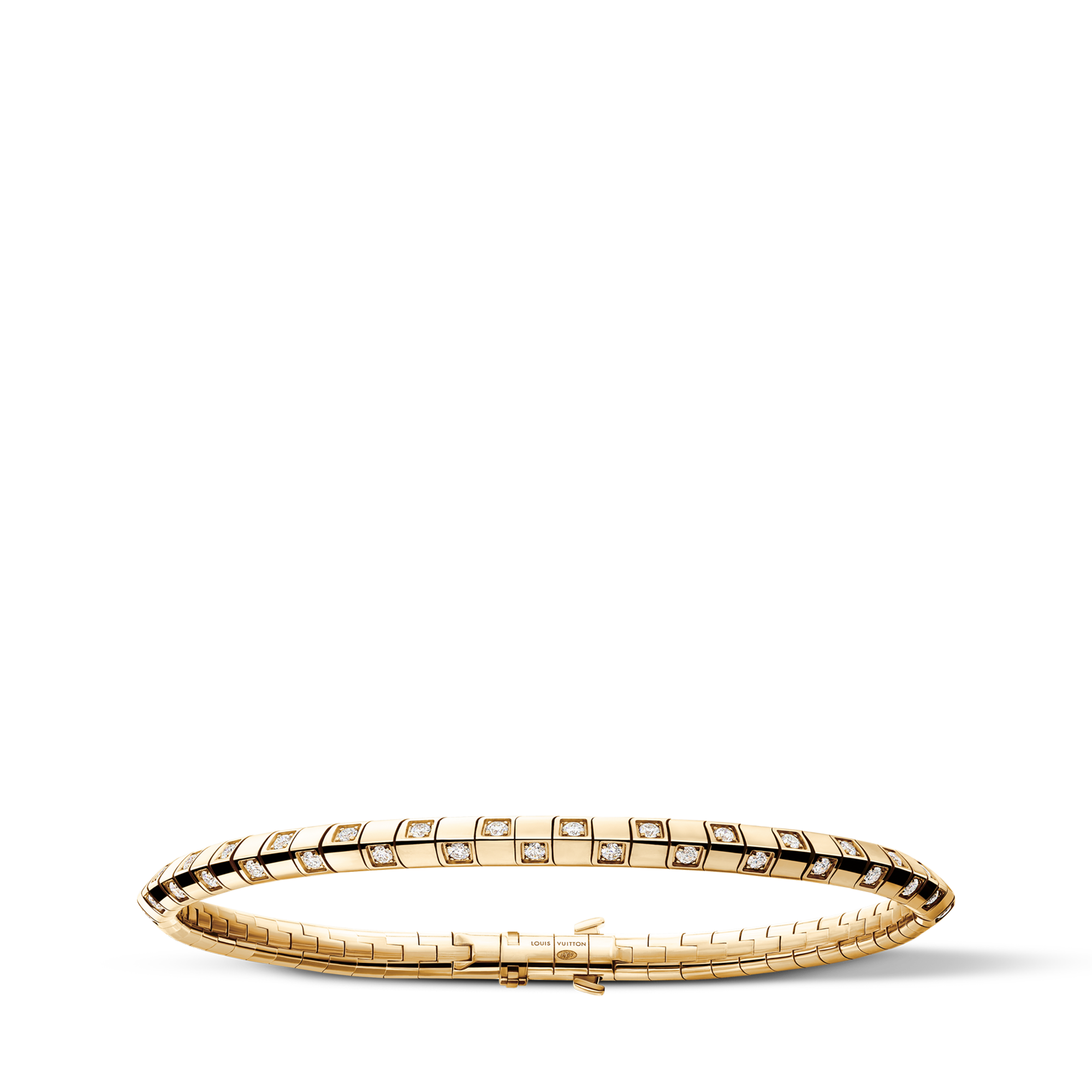  Categorias Pulseiras Pulseira Le Damier de Louis Vuitton Pequena em Ouro Amarelo e Diamantes | Louis Vuitton ® (Zoom no Produto)