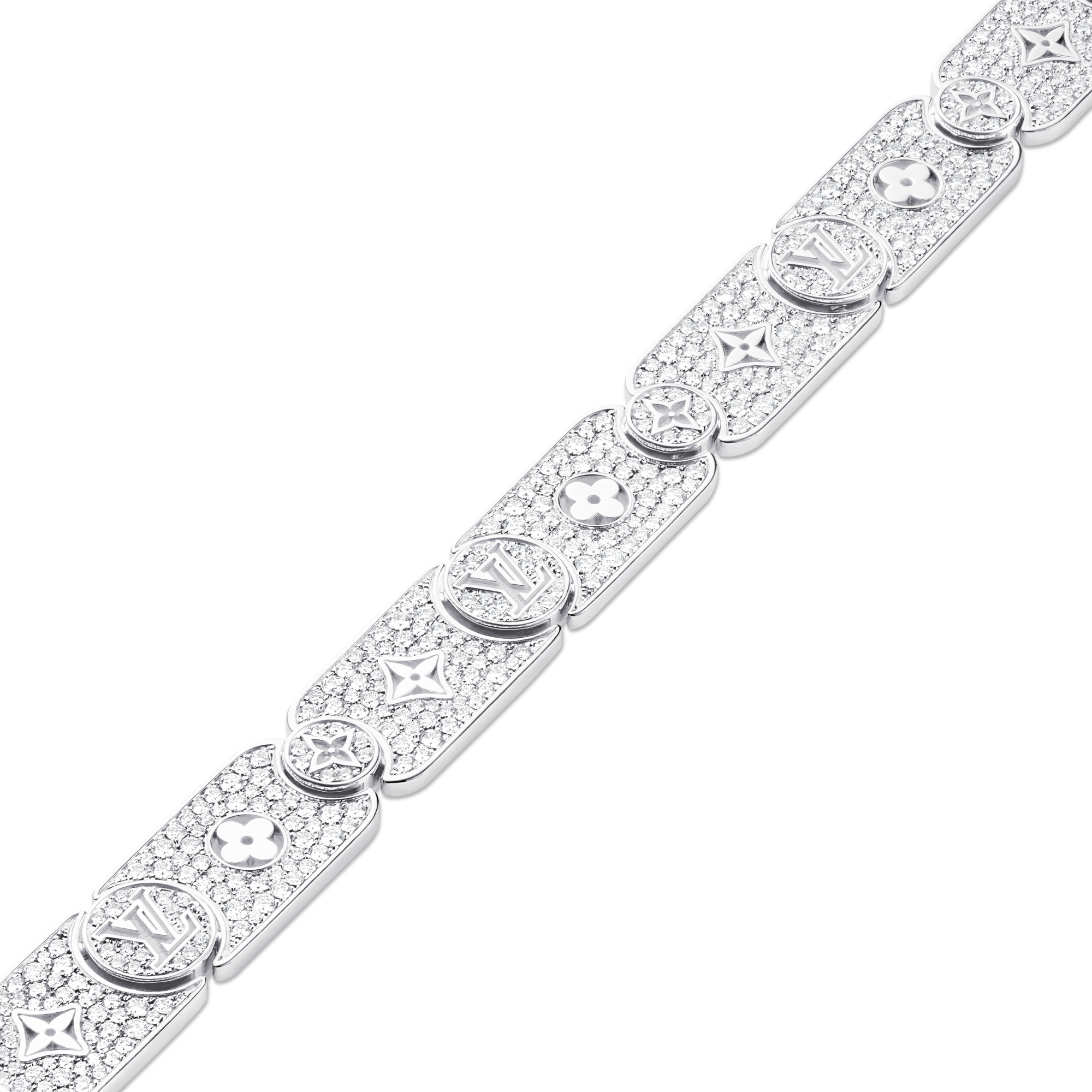  Categorias Pulseiras Pulseira Les Gastons Vuitton Masterpiece Gourmette em Ouro Branco e Diamantes | Louis Vuitton ® (Zoom no Produto)