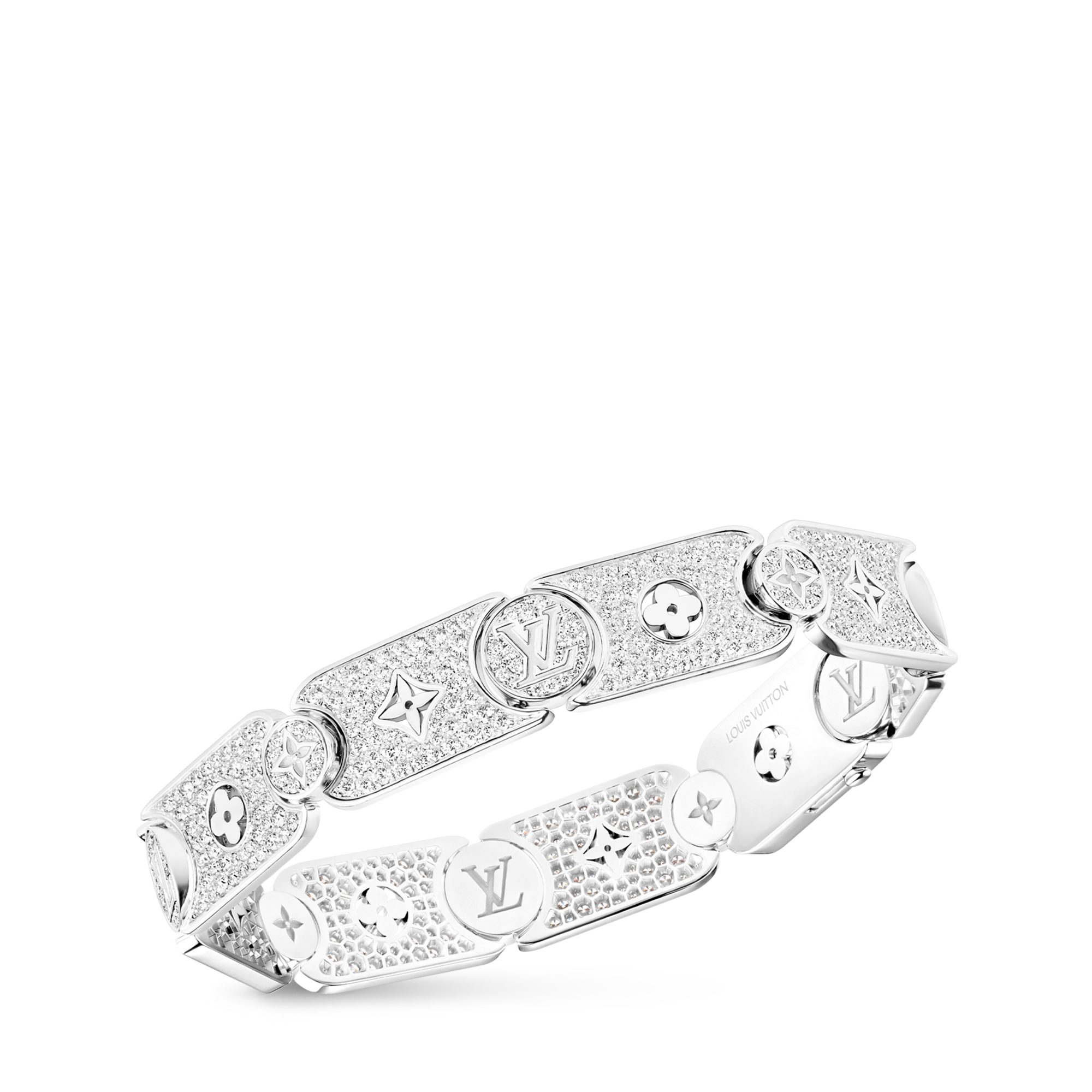  Categorias Pulseiras Pulseira Les Gastons Vuitton Masterpiece Gourmette em Ouro Branco e Diamantes | Louis Vuitton ® (Zoom no Produto)