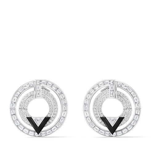 Joalheira Brincos Pure V Hoops, White Gold, Onyx and Diamonds | Louis Vuitton ® (Zoom no Produto)