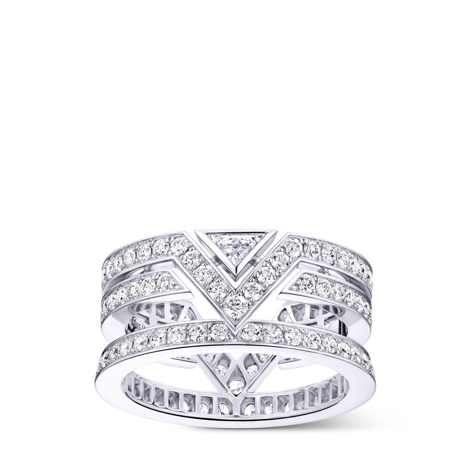  Joalheira Aneis Pure V Ring, White Gold and Diamonds | Louis Vuitton ® (Zoom no Produto)