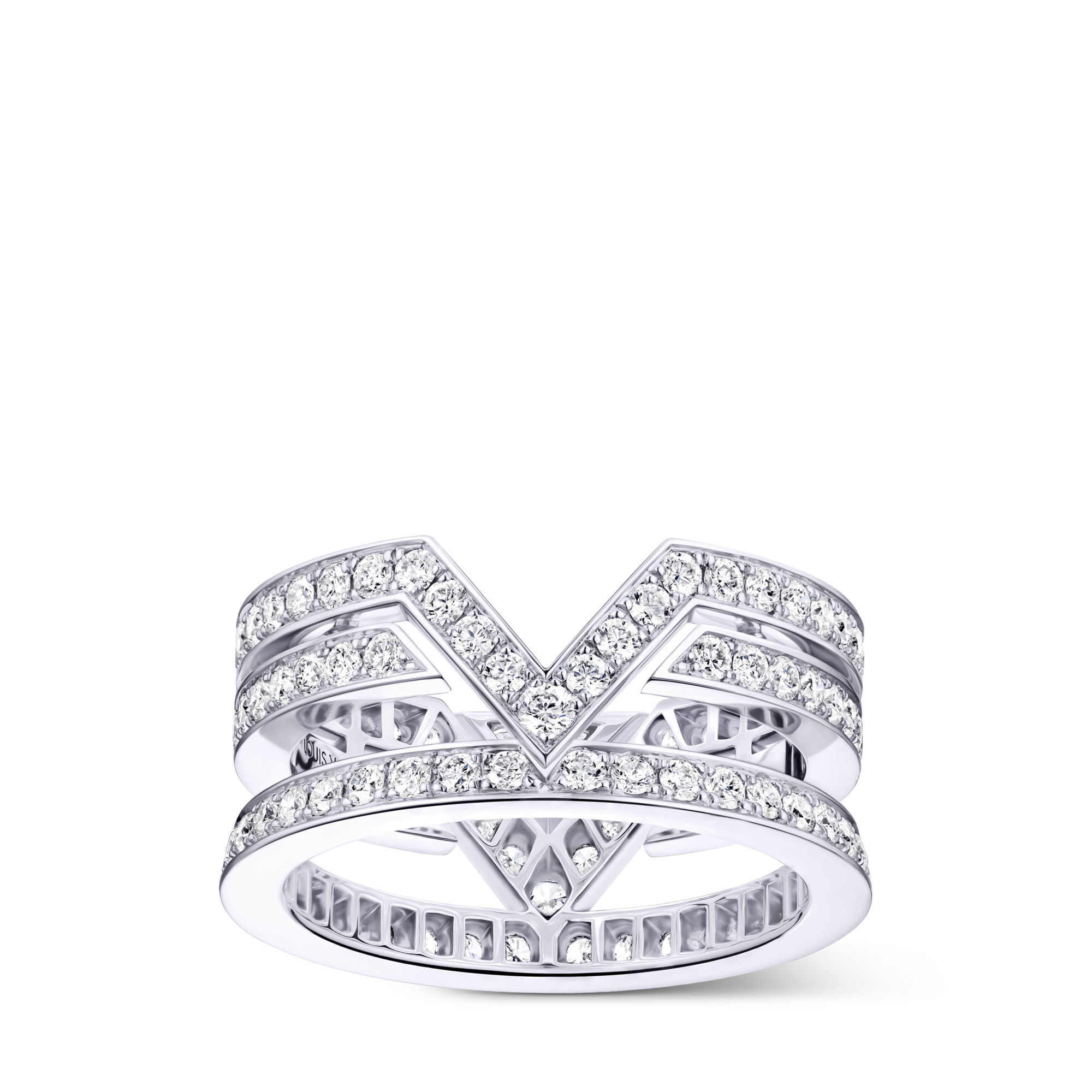  Joalheira Aneis Pure V Ring, White Gold and Diamonds | Louis Vuitton ® (Zoom no Produto)