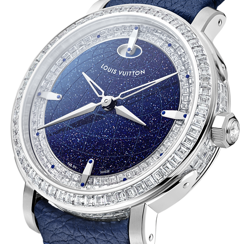 Todos os Relógios } Relógio Louis Vuitton Escale Twin Zone, Movimento Automático, 41 mm, em Platina e Diamantes | Louis Vuitton ® (Zoom no Produto)