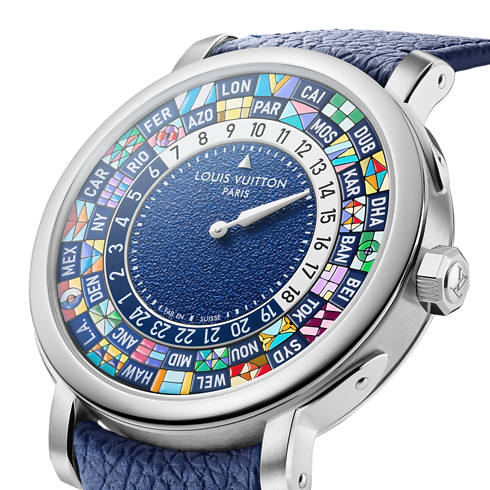 Relógio Louis Vuitton Escale Worldtime, Movimento Automático, 40 mm, em Platina – Vista Lateral