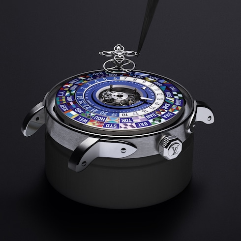 Todos os Relógios } Relógio Louis Vuitton Escale Worldtime, Movimento Automático, 40 mm, em Platina | Louis Vuitton ®