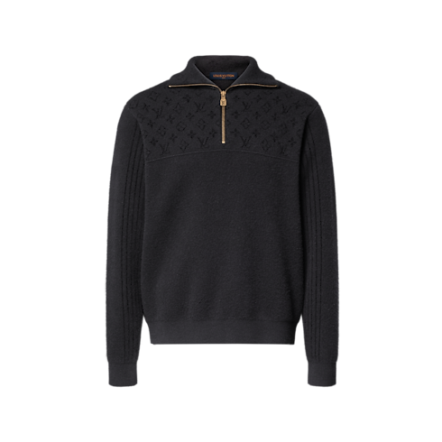 Ribbed Wool Half-Zip Pullover – Vista Frontal