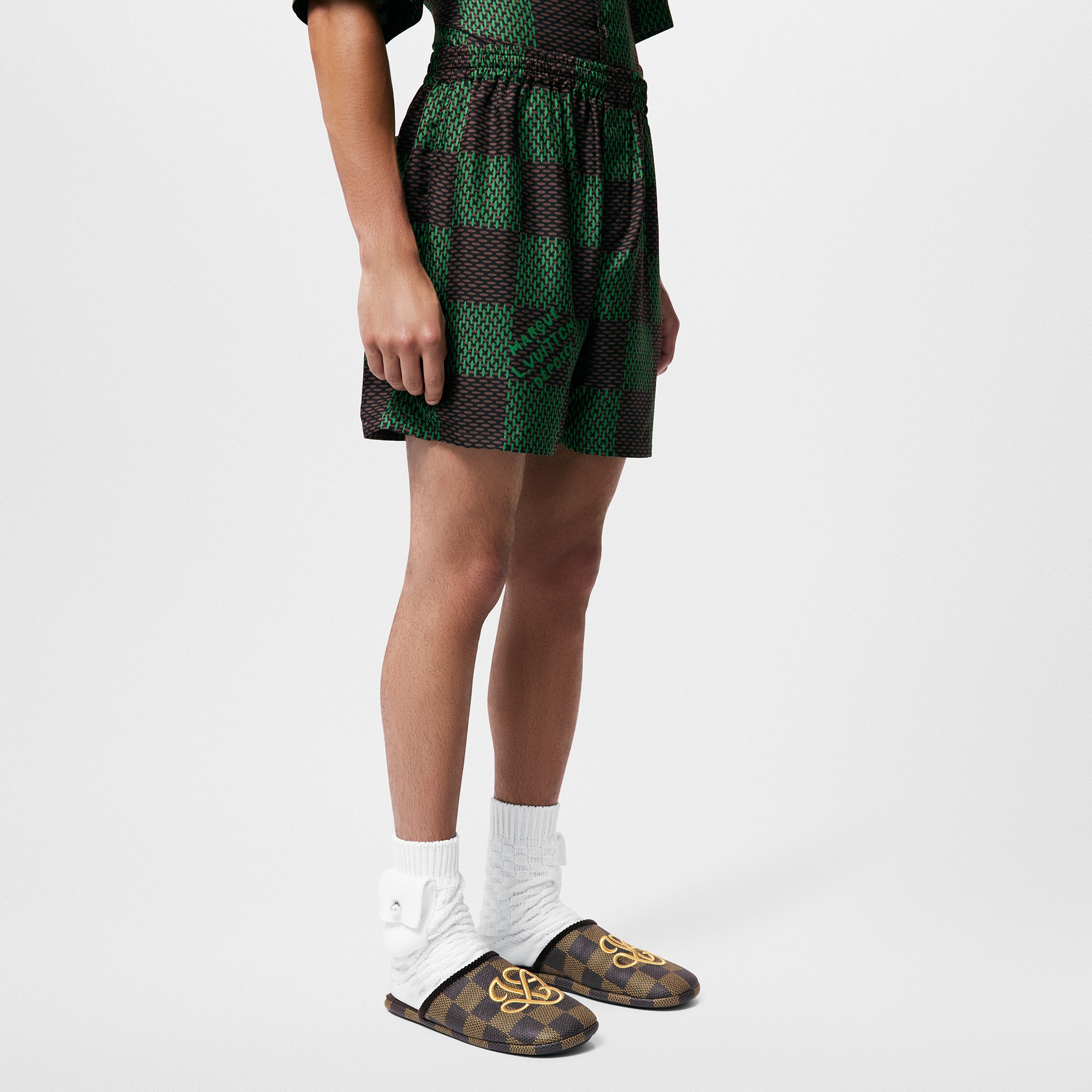  Discontinued Product Obs 12 Short de Seda Damier | Louis Vuitton ® (Zoom no Produto)