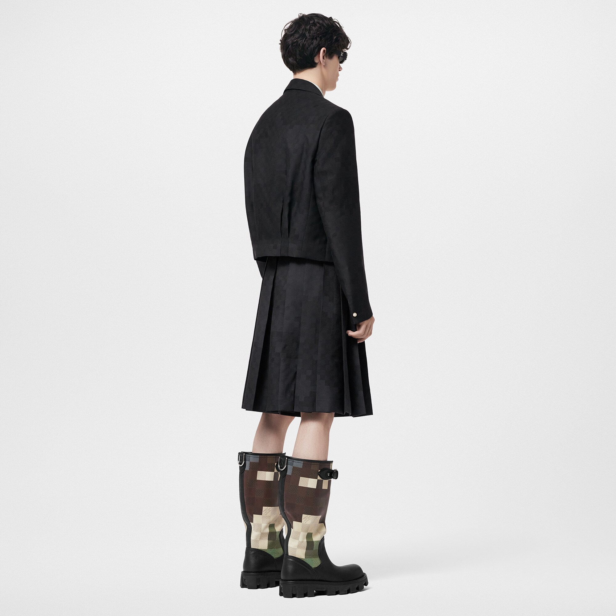  Discontinued Product Obs 12 Short Plissado em Mescla de Seda e Lã Damier | Louis Vuitton ® (Zoom no Produto)