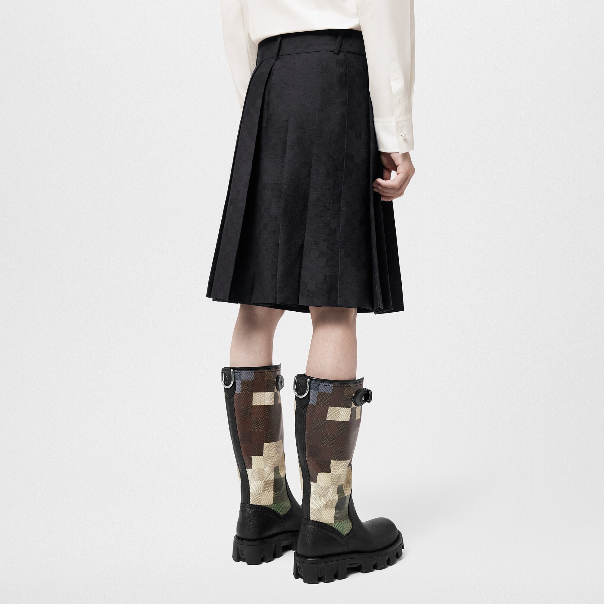  Discontinued Product Obs 12 Short Plissado em Mescla de Seda e Lã Damier | Louis Vuitton ® (Zoom no Produto)