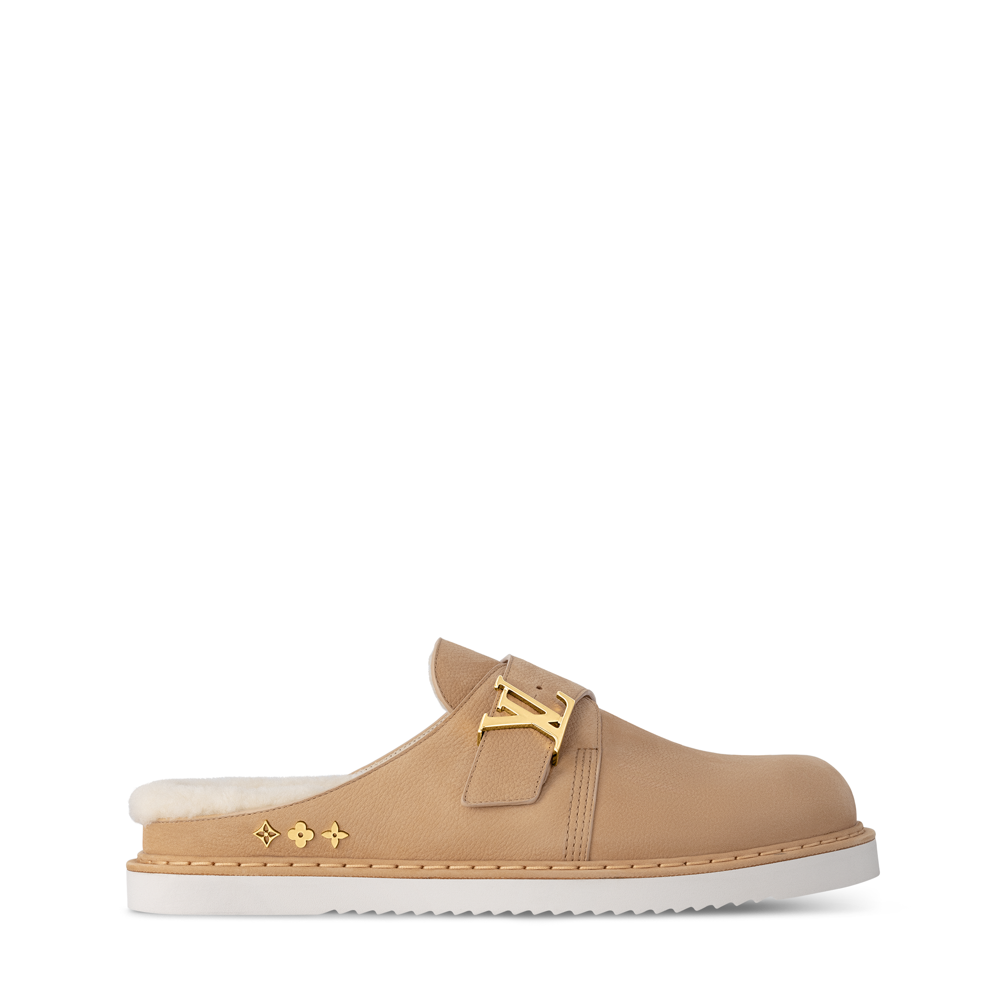  Sapatos Chinelos Slip-On LV Easy em Shearling | Louis Vuitton ® (Zoom no Produto)