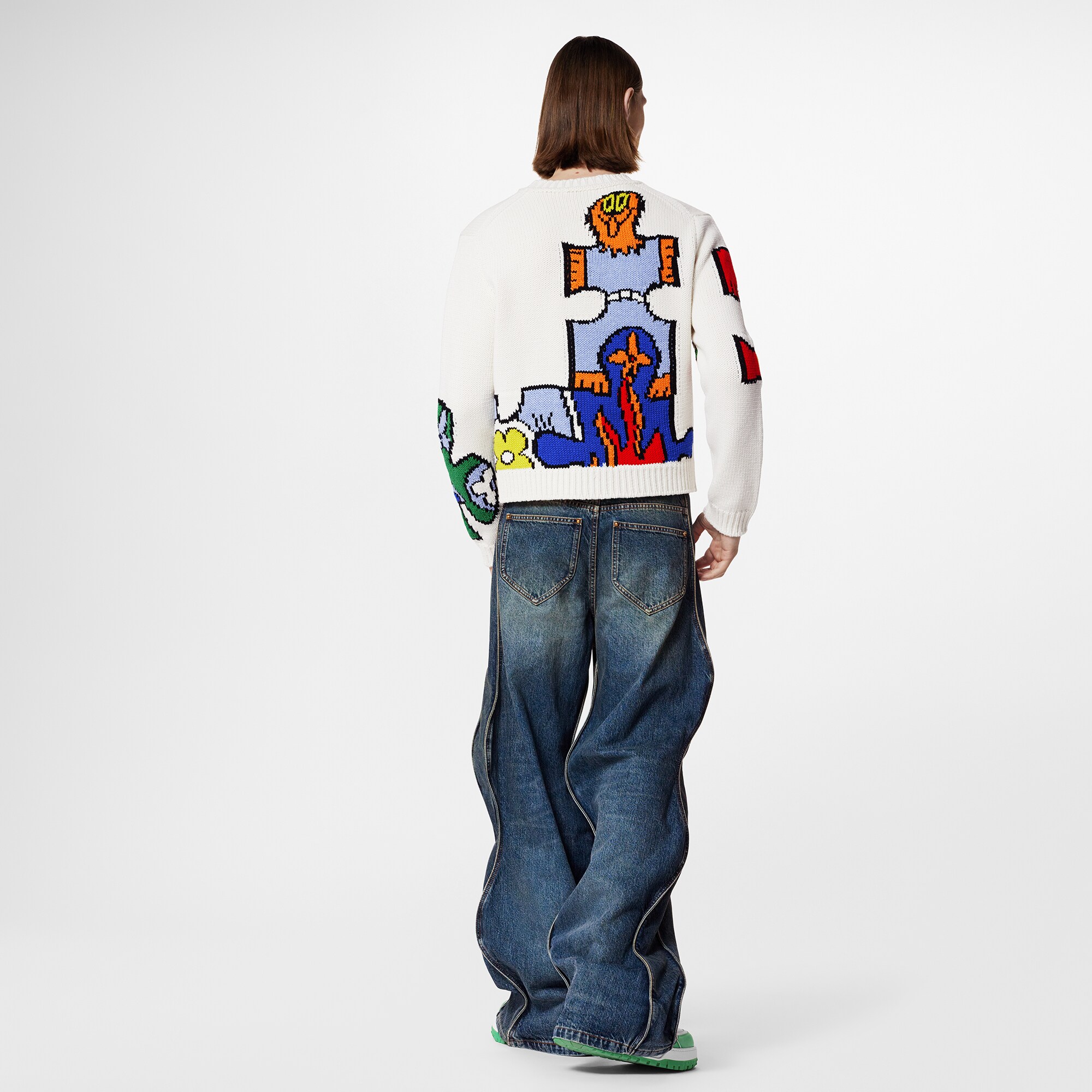  Discontinued Product Obs 12 Suéter em Jacquard LV Puzzle | Louis Vuitton ® (Zoom no Produto)