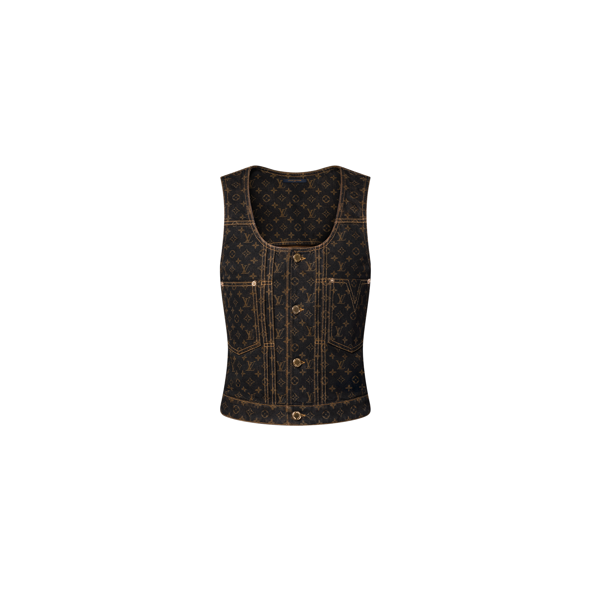  Ready-to-Wear Blusas Top em Jeans Monogram com Botões na Frente | Louis Vuitton ® (Zoom no Produto)