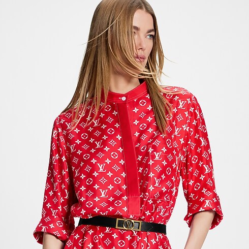 Discontinued Product Obs 7 Vestido Chemisier com Listras e Monogram | Louis Vuitton ® (Zoom no Produto)