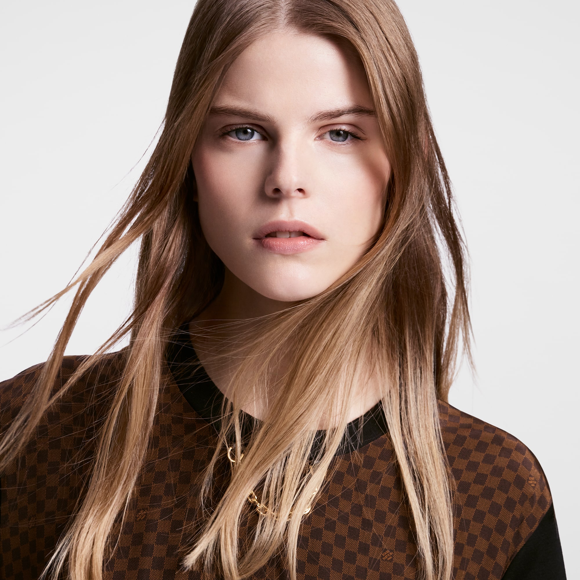  Ready-to-Wear Vestidos Vestido com Cordão na Cintura e Damier na Frente | Louis Vuitton ® (Zoom no Produto)