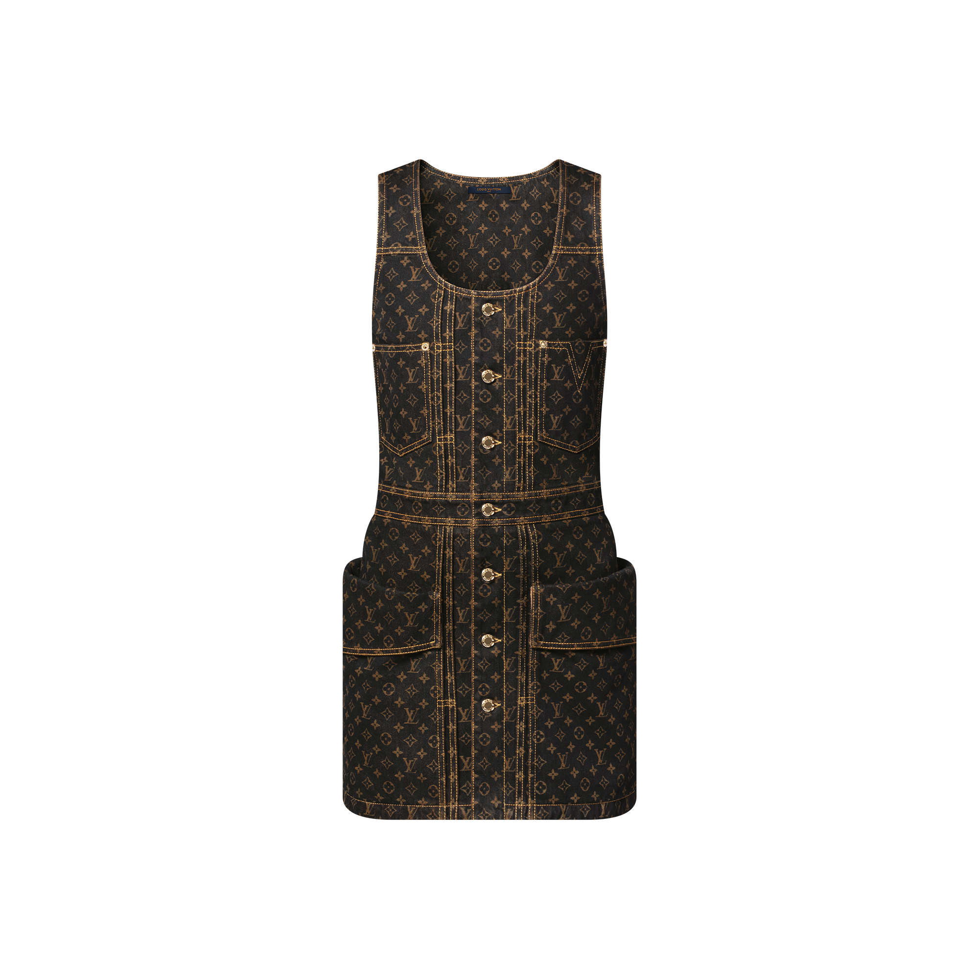  Ready-to-Wear Vestidos Vestido em Jeans Monogram com Botões na Frente | Louis Vuitton ® (Zoom no Produto)