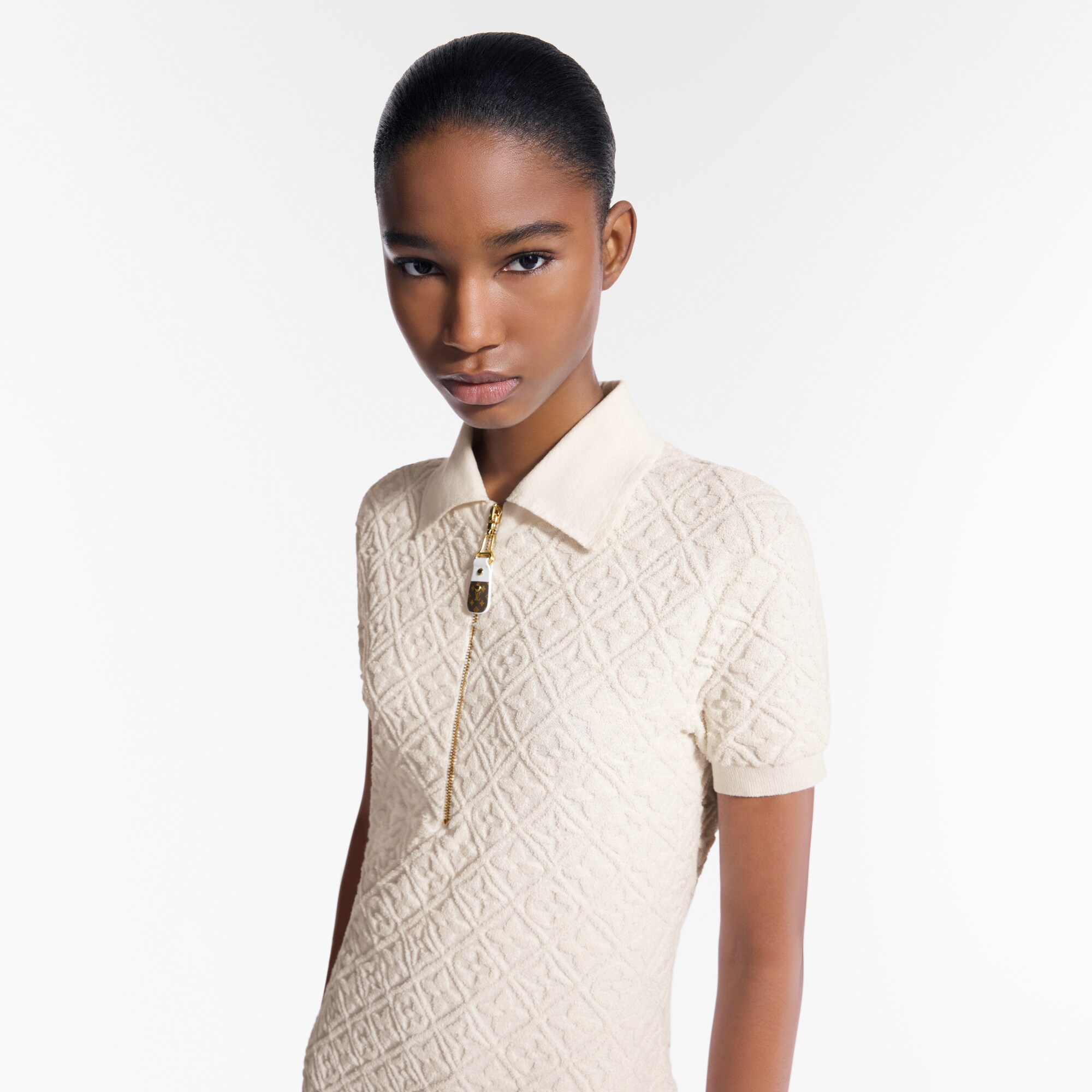  Ready-to-Wear Vestidos Vestido Polo Atoalhado com Flores do Monogram | Louis Vuitton ® (Zoom no Produto)